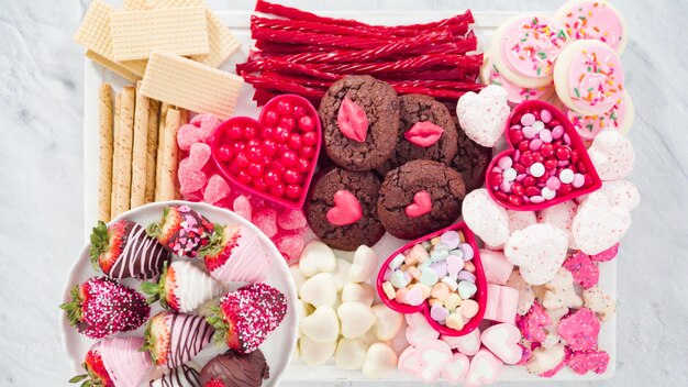 Cheese board with candies