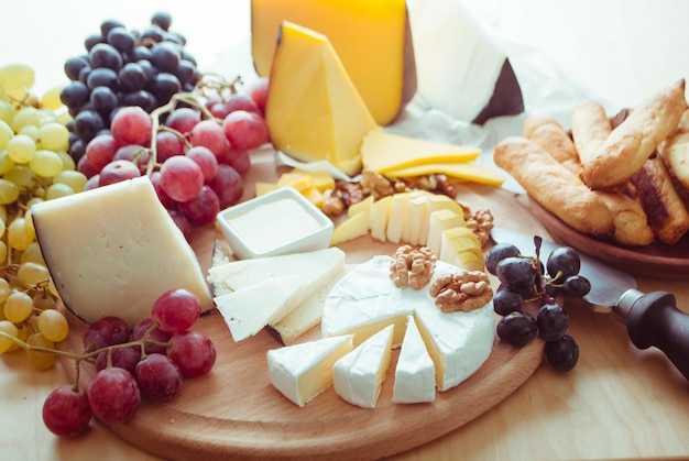 Cheese board with grape