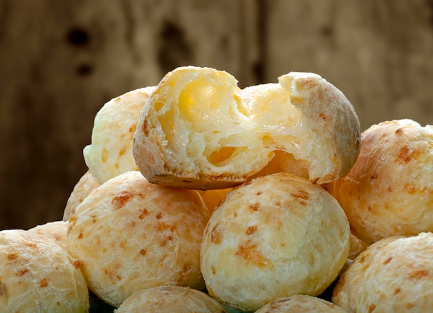 Cheese bread basket Brazilian snack pao de queijo