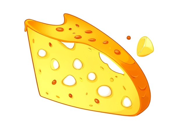 cheese cartoon Hand drawn isolated on white background