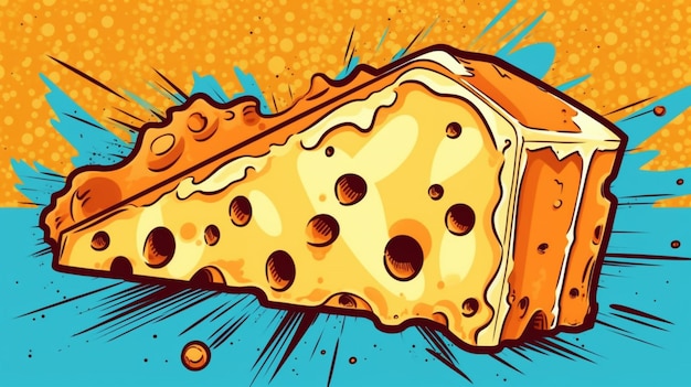 Foto formaggio nell'illustrazione di stile fumetto pop art