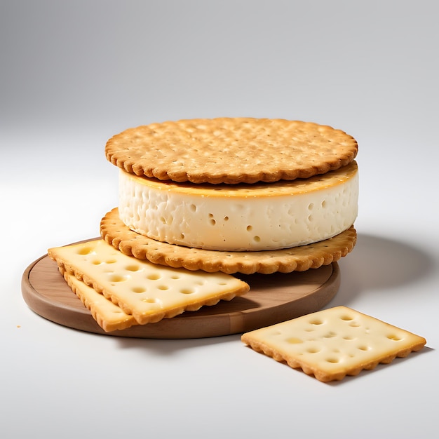 Cheese and Crackers on a white background