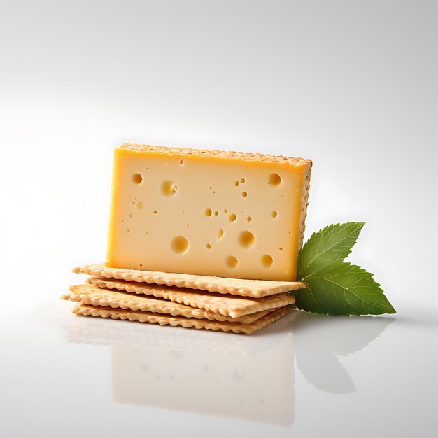 Cheese and Crackers on a white background