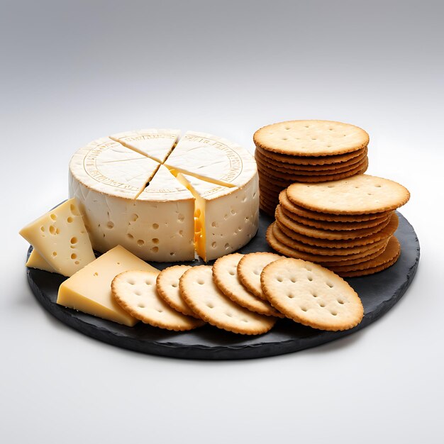 Cheese and Crackers on a white background