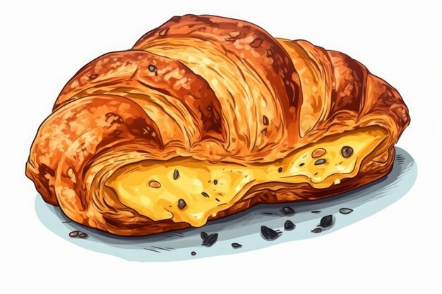 Cheese Croissant on white background AI generated