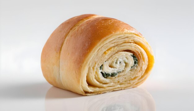 Photo cheese filled roll on a white background