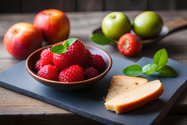 Cheese and fruit on a wooden table