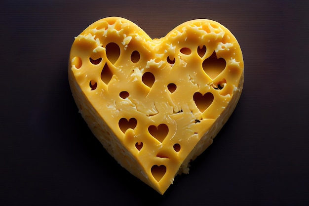 Cheese heart postcard for cheese day Generative Ai