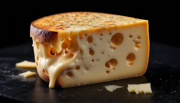 고립된 검은 바탕에 있는 치즈