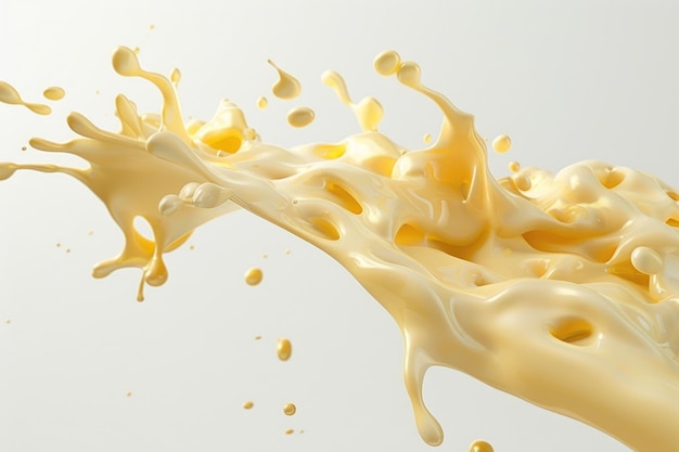 Cheese melting in the air on white background