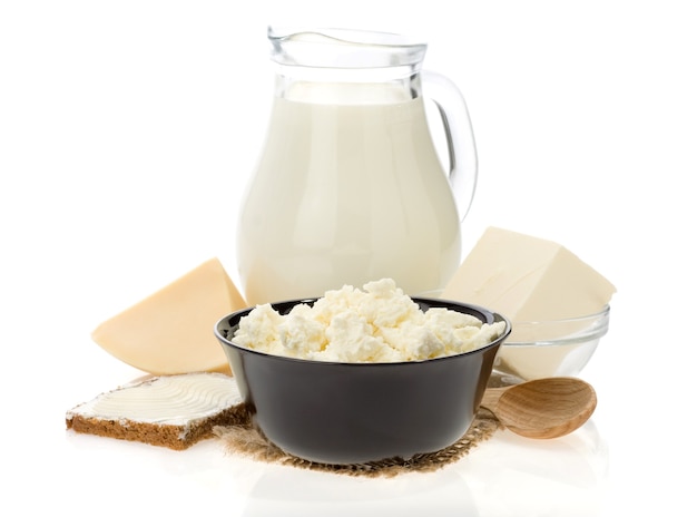 Cheese and milk products isolated 