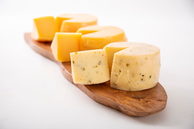 Cheese molds board platter with nuts bread