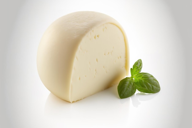 Сыр моцарелла изолирован на белом фоне с вырезкой и глубокой глубиной резкости