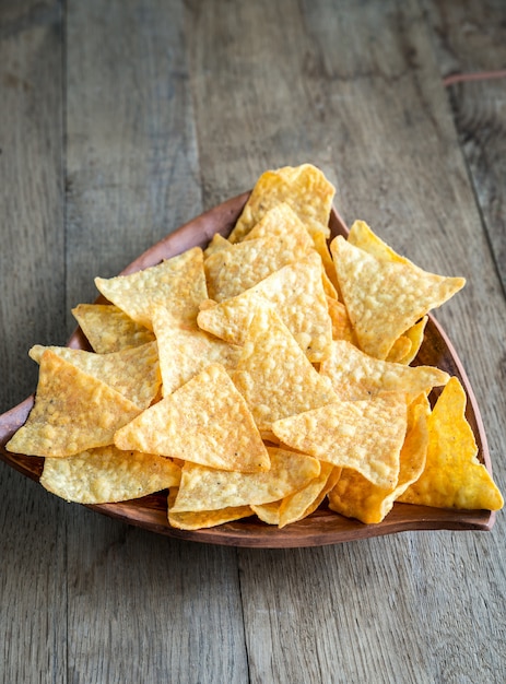 Cheese nachos in the bowl