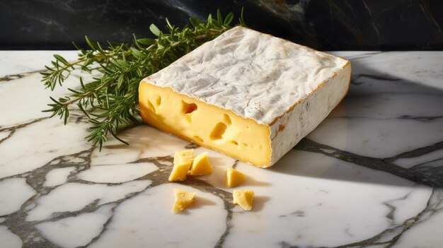 写真 大理石の背景にチーズ