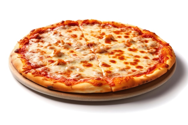 Photo cheese pizza on a white background generative ai