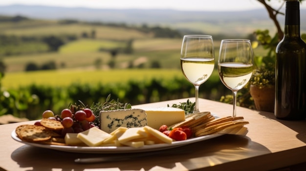 Cheese plate beautifully served in restaurant Exquisite Cheese Delights Symphony of Fromages