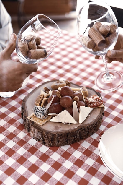 Cheese plate gourmet wine and cheese charcuterie tray