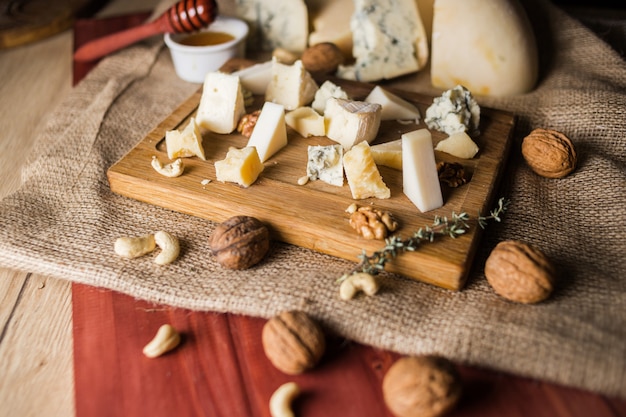 Cheese plate with honey