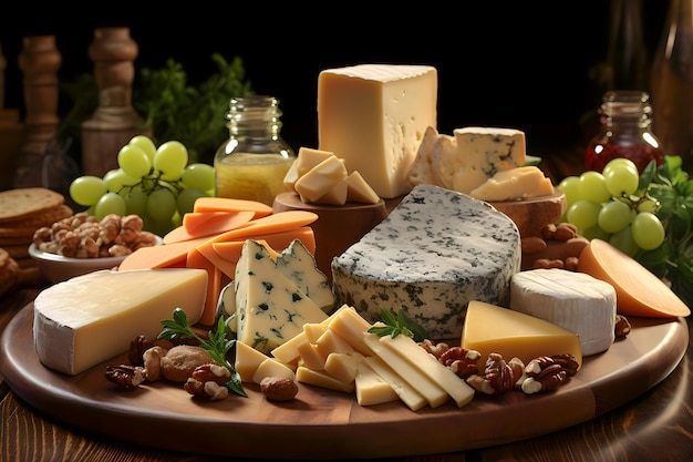 Cheese platter with different types of cheese