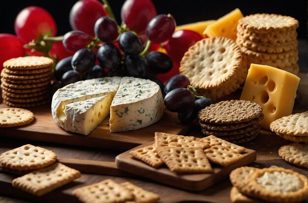 Cheese platter with gourmet crackers