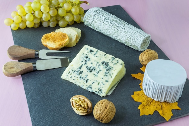 Cheese platter with grapes