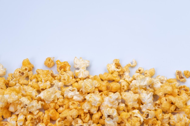 Cheese popcorn taste wall on the white background