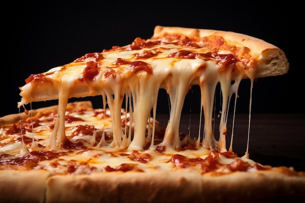 Cheese Pulled Fresh Pizza Slice Generative AI