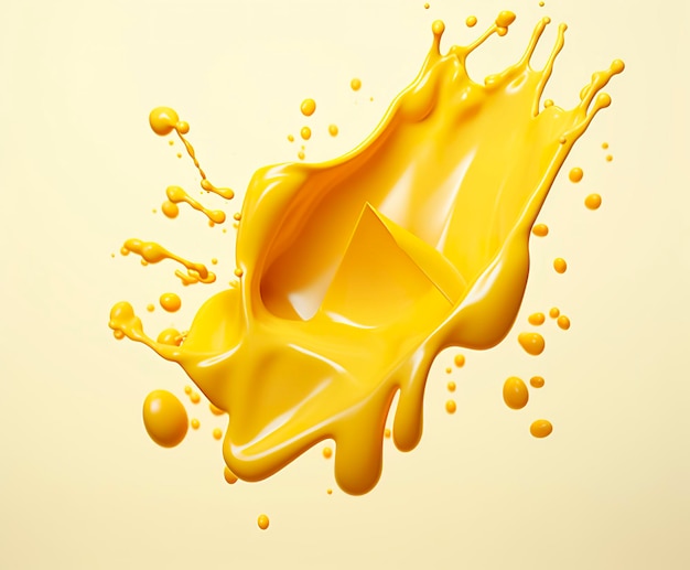 Cheese sauce splashing in the air with cheddar cheese 3d rendering Generative AI