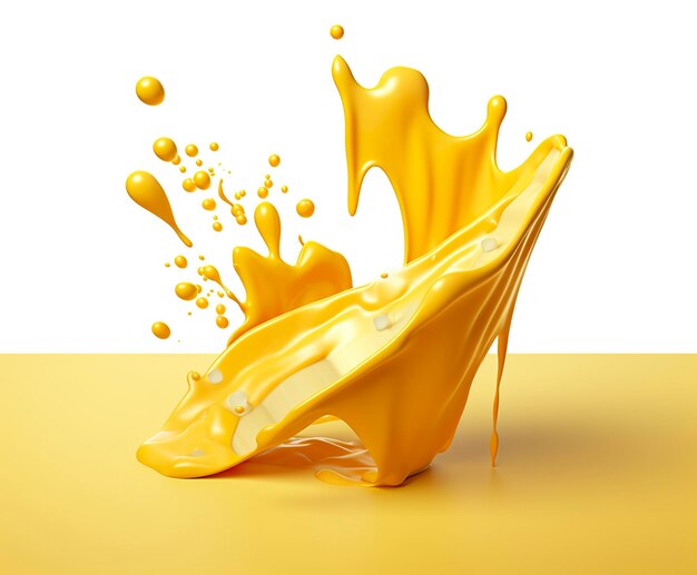 Cheese sauce splashing in the air with cheddar cheese 3d rendering Generative AI