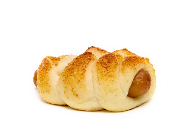 Cheese Sausage bread isolated on white background