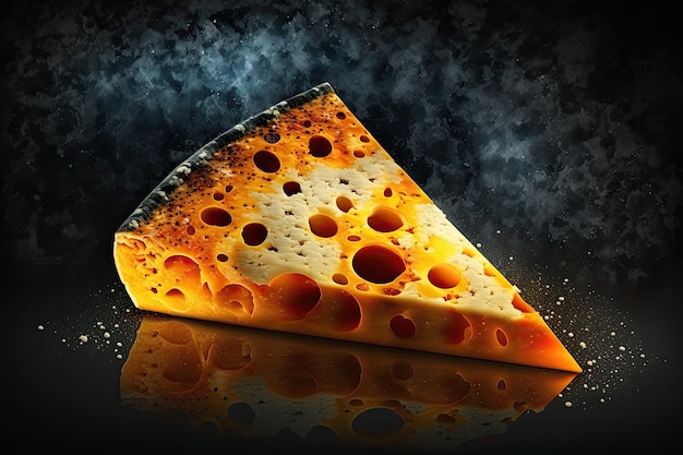 Cheese Slice on a Dark Background