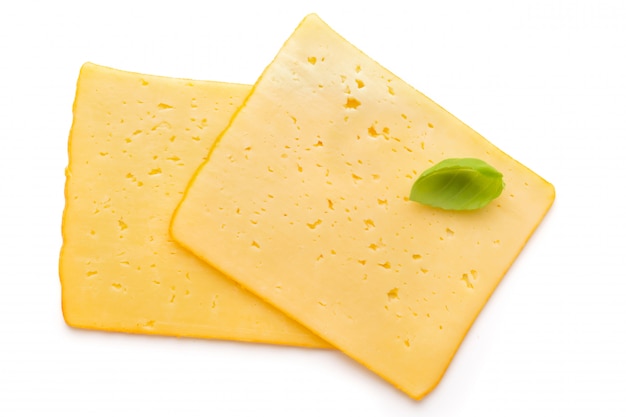 Cheese slice isolated on the white.