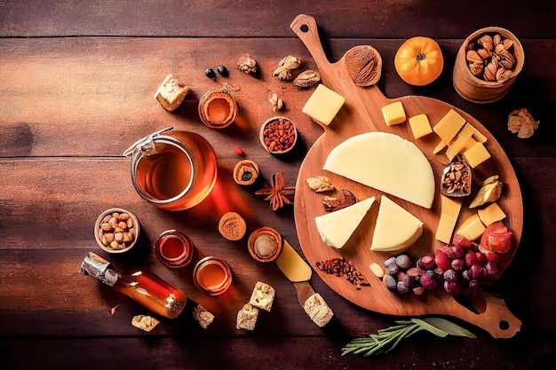 Foto fetta di formaggio vista dall'alto tasto basso ia generativa