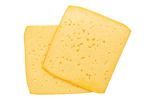 Cheese slice on white background.