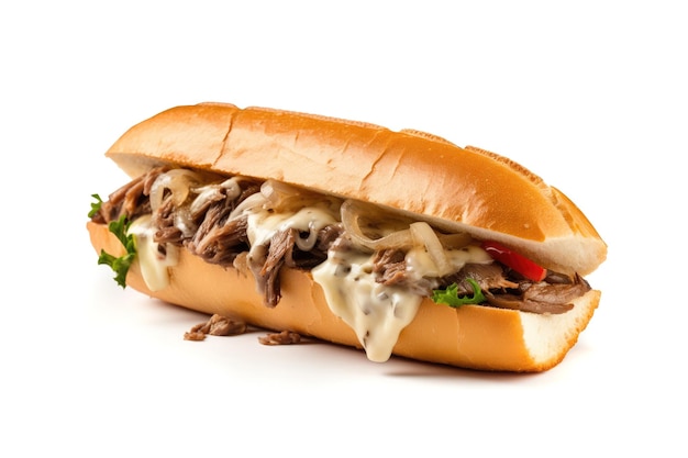 Cheese Steak Sandwich Philly Cheesesteak Met Uien Champignon Provolone Abstracte Generatieve AI Illustratie