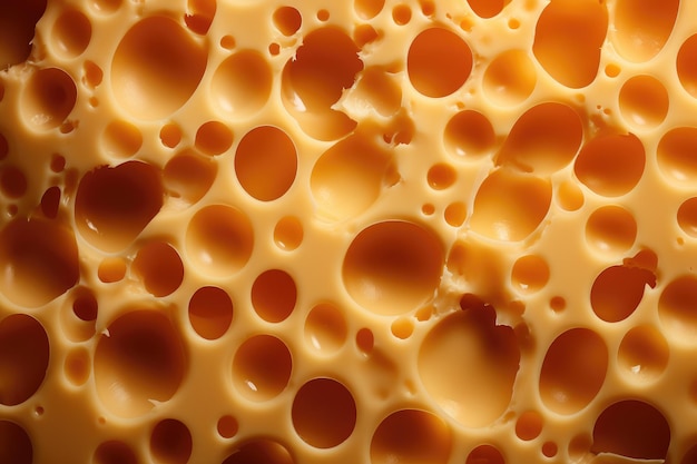 Cheese surface with holes for yellow background