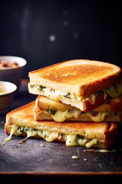 Cheese toasties homemade hot sandwiches food and easy recipe idea postprocessed generative ai