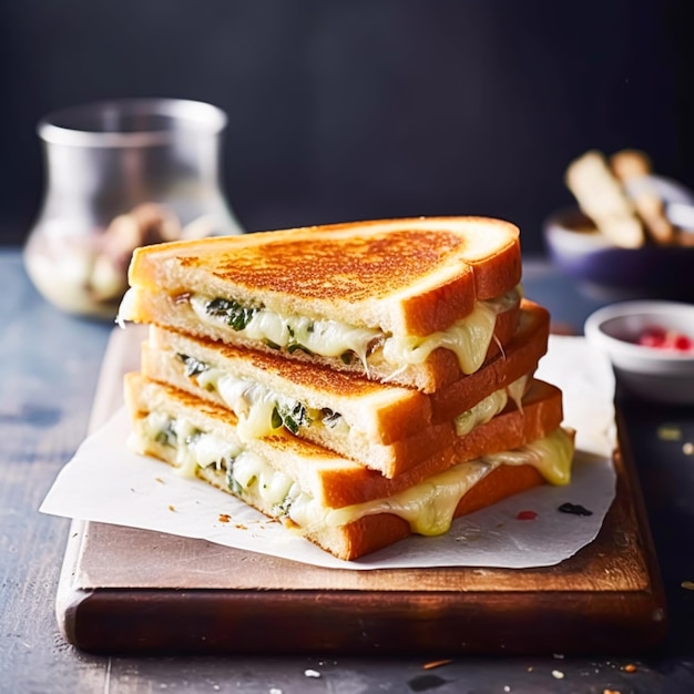 Cheese toastjes zelfgemaakte warme sandwiches voedsel en makkelijk recept idee naverwerkte generatieve ai