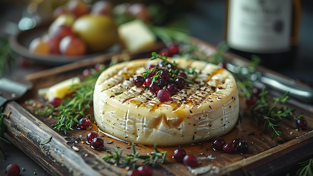 a cheese with a bottle of wine