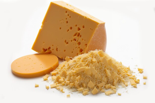 Cheese with a rough grain isolated on a white background