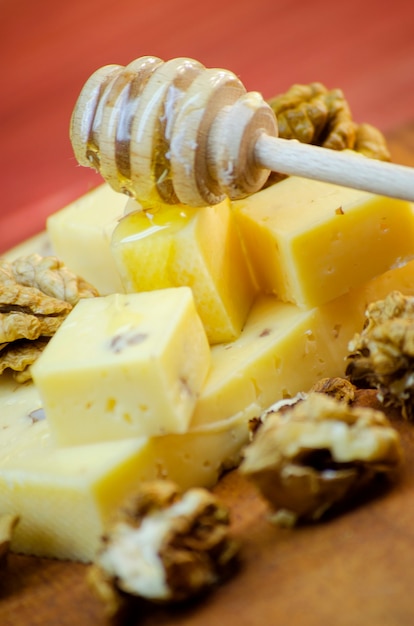 Cheese with walnuts and honey - healthy wholesome food