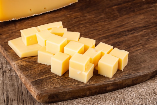 cheese on a wooden board