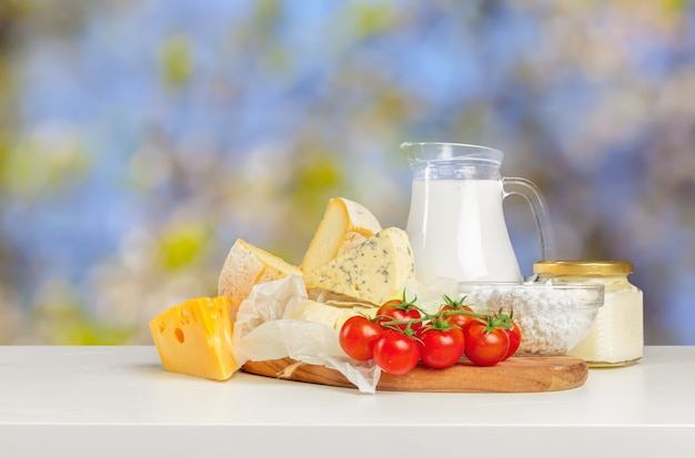 Cheese on wooden table