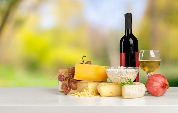 Cheese on wooden table