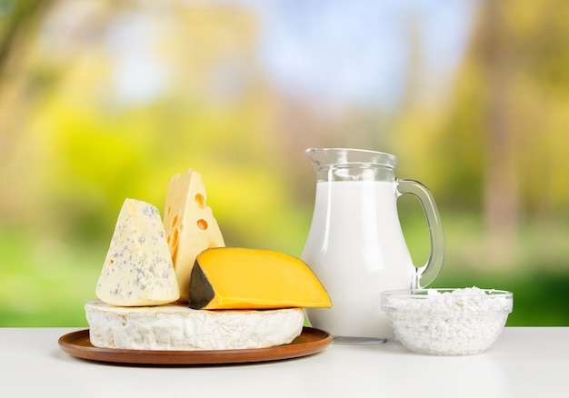 Cheese on wooden table