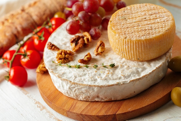 Cheese on wooden table