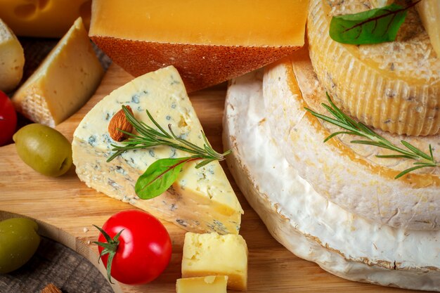 Cheese on wooden table