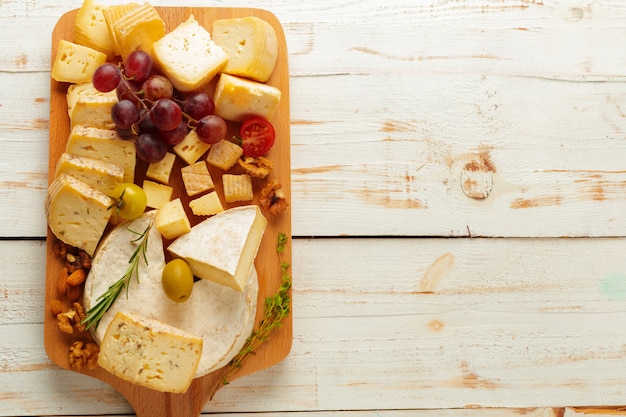 Cheese on wooden table