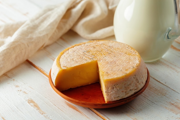 Cheese on wooden table